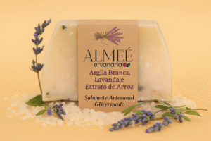 Sabonete Glicerinado Argila Branca, Extrato de Arroz e Lavanda