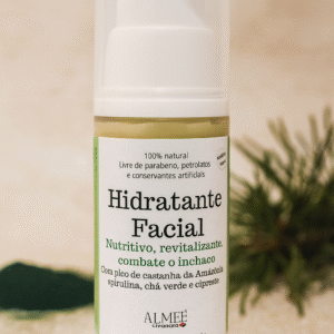 Hidratante Facial nutritivo e revitalizante, com spirulina, chá verde, aloe vera e cipreste